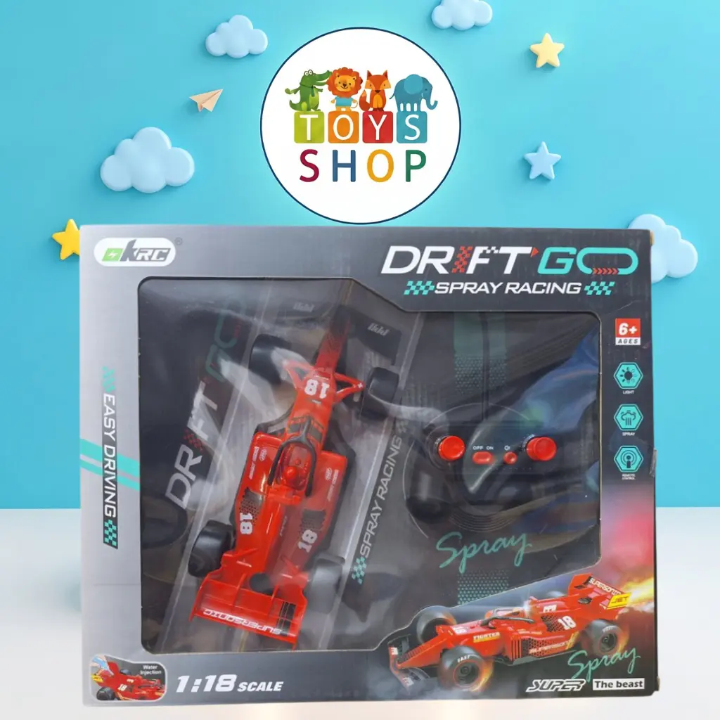 سيارة سباق فورمولا 1 للتفحيط بالتحكم عن بعد مع بخار ضوئي - DRIFT GO (مقياس 1:18)