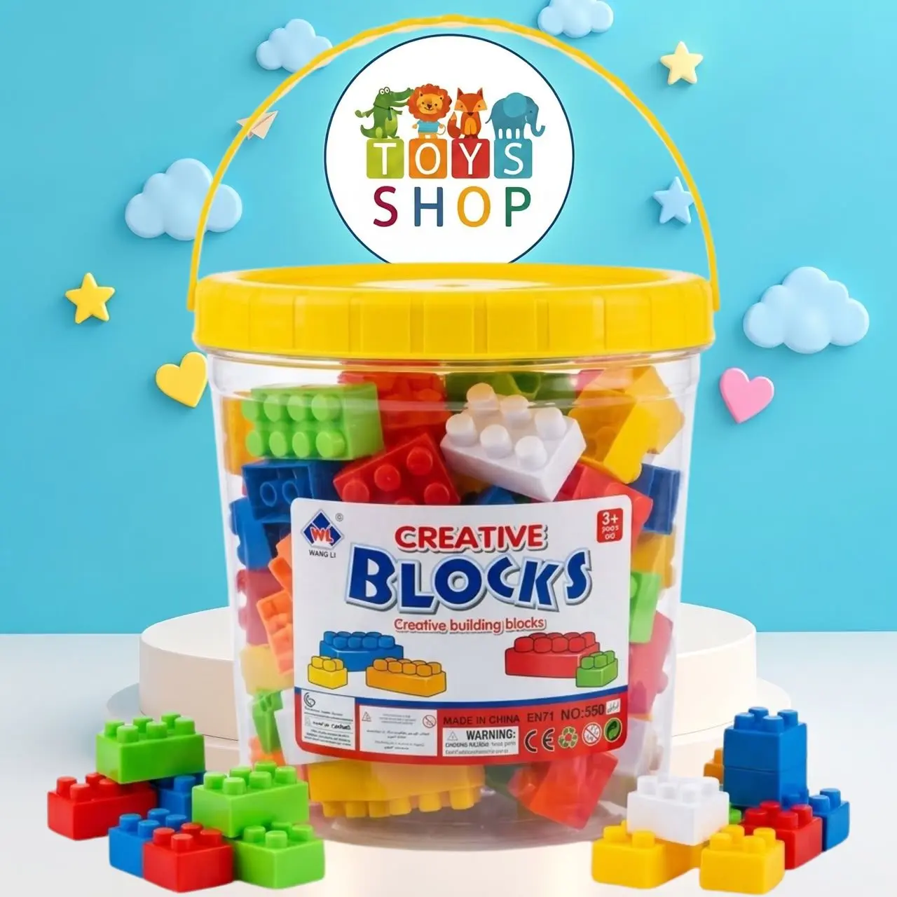 دلو مكعبات البناء الإبداعية للأطفال Creative Blocks | Building Blocks Bucket