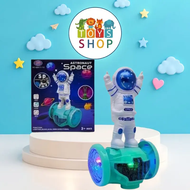 لعبة رائد الفضاء التفاعلية على عجلة دوارة مع إضاءة وموسيقى | Astronaut Space Toy