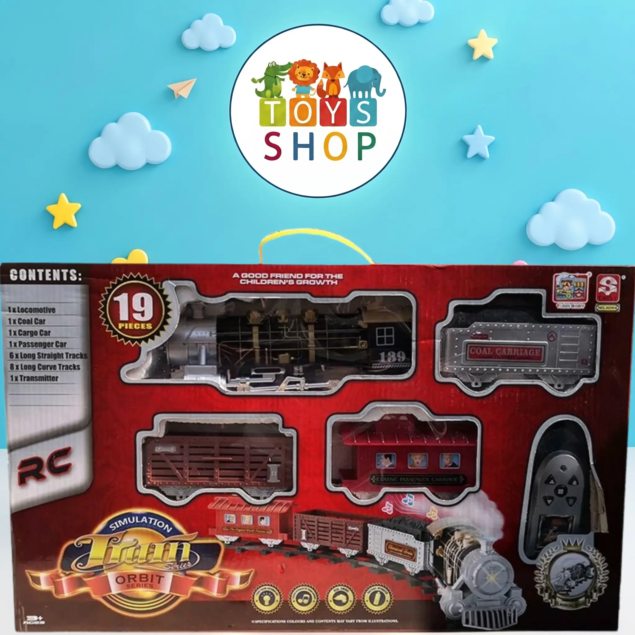 لعبة قطار السكة الحديدية الكلاسيكي بالتحكم عن بعد (19 قطعة | Simulation Train Orbit Series RC